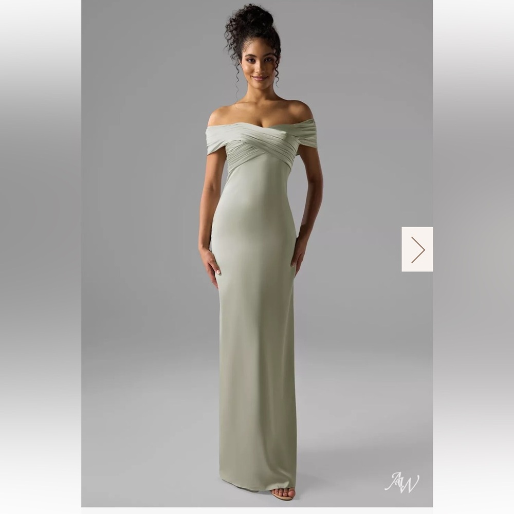 Off-the-Shoulder Sage Green Maxi Dress